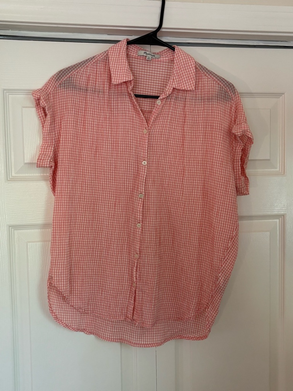 Madewell Central Shirt Pink Gingham XS